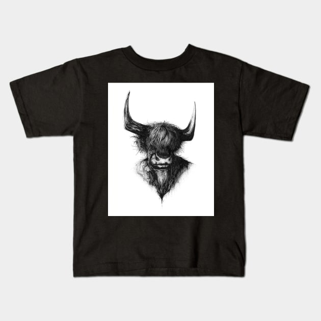 highland horns Kids T-Shirt by David Dots